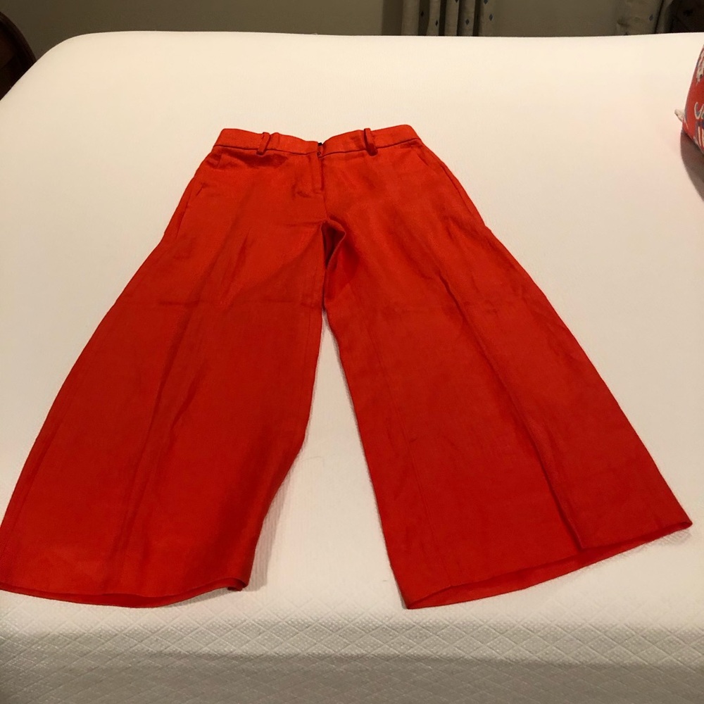 Jcrew orange wide leg linen pants